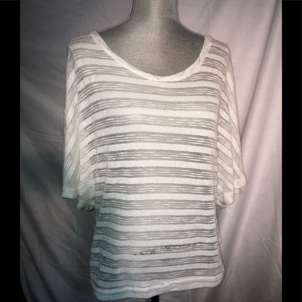Sheer White Short Sleeve Blouse with Shell